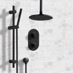 Shower Faucet, Remer SFR60, Matte Black Thermostatic Ceiling Shower System with 8